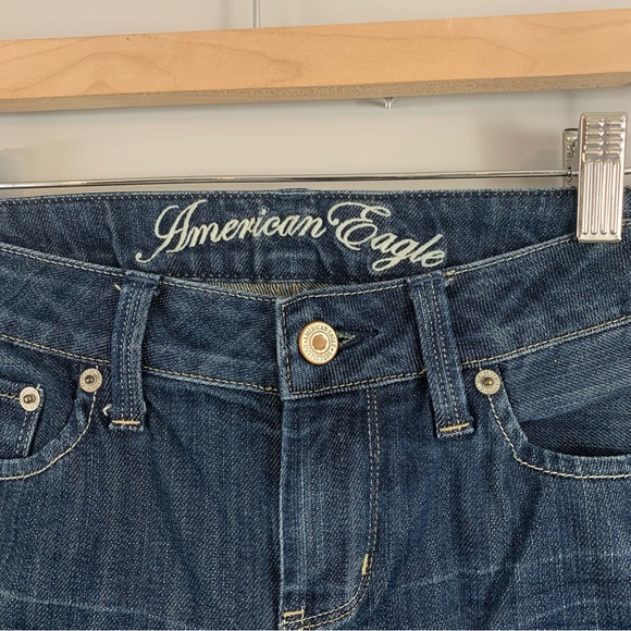 New! AE American Eagle True Boot Jeans 4 Regular Dark Low Rise - Picture 3 of 9